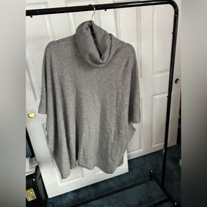 Garnet Hill Gray CASHMERE Cowl Neck Short Sleeved Sweater